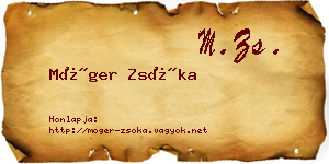 Móger Zsóka névjegykártya